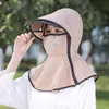 Sombrero de Sol de Verano para Ciclismo, Sombrero de Sol a Prueba de Viento para Mujer, Protector de Cuello Integrado, Protector Facial para Obra, Sombrero Chal con Protección Solar