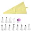 En stock: Juego de 14 Piezas de Boquillas para Decorar Pasteles de Crema, 12 Boquillas de Acero Inoxidable, 12 pulgadas Boquillas de Decoración de TPU, Herramientas para Hornear y Decorar