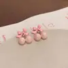 Aguja de Plata de Ley S925 Zircón Rosa Agujeros para las Orejas Pendientes de Botón para Mujer 2025 Nuevo Nicho Sentido Avanzado Pendientes Libres para Dormir