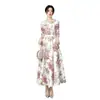 Vestido de Noche Transfronterizo Europeo y Americano con Estampado Floral y Dobladillo Amplio, Ropa de Alta Gama para Madres, Vestido para Banquetes de Boda, Adecuado para el Uso Diario y Fiestas