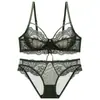 Lencería sexy transfronteriza para mujer, sujetador fino de verano para busto grande con aros, conjunto de sujetador de encaje fino transpirable