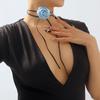 N11194 Collar con correa de flor de tela europea y americana estilo francés sexy moda chocker cadena de cintura exagerada con hilo de cera