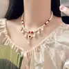 Colar de Franjas com Contas de Pérola Estilo Mori Hanfu Novo Estilo Chinês Cheongsam Traje Antigo Acessórios de Elementos Han para Mulheres