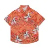 Camisas Florales de Comercio Exterior Transfronterizo, Manga Corta, Unisex, Estilo Pareja, Estilo Vacaciones en la Playa, Festival Songkran, Camisas Tailandesas, Chaquetas