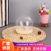 Tapa de vidrio de flor eterna simple base de madera maciza transparente micro paisajismo hecho a mano flor seca a prueba de polvo tapa de vidrio de flor eterna