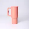 Copo de gelo com alça 30oz transfronteiriço, copo isolado a vácuo de aço inoxidável 304 com canudo, copo de carro portátil