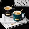 Taza sencilla estilo ins con tapa y cuchara Taza de cerámica para pareja Taza para beber para niños para el hogar Taza para café té para oficina
