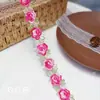 Encaje de Estilo Étnico con Flores Contrastantes y Color Degradado, Soluble en Agua, Colorido, para Bordado, Soporta Comercio Exterior y Pedidos Personalizados