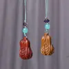 Sándalo Verde y Palo de Rosa Tallado Col Repollo Cadena para Teléfono Móvil Llavero Colgante de Artesanía en Madera para Mochila de Pareja