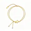 Pulsera popular de titanio y acero estilo ins, moderna, versátil, corazón, mariposa, estrella, geométrica, de acero inoxidable, joyería para la mano
