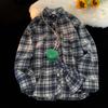 Camisa a cuadros estilo Hong Kong de estilo japonés, camisa de manga larga de alta gama para hombre, chaqueta de primavera de marca de moda.