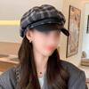 2024 Estilo Coreano Sombrero Octagonal a Cuadros Boina Sombrero de Periodista para Mujer Primavera y Otoño Gorra de Pico Popular Moda Sombrero de Pintor