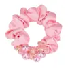 Acessório de Cabeça Corda de Cabelo Tira de Cabelo Rabo de Cavalo Capa de Couro Simples Elegante Flor de Cabelo Intestinal Anel de Cabelo Corda de Cabelo com Pérola Feminino Adulto