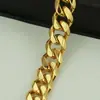 Amazon Explosions Pulseira Cubana Dourada de Aço Inoxidável Brilhante para Homens Pulseira Personalizada da Moda para Boate