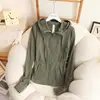 Chamarra Lulu Bling Mismo Estilo Corte Ajustado con Capucha Curva para Mujer, Ropa de Yoga Fitness de Manga Larga Cepillada