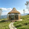 Cabana de Gaiola de Pássaro Pré-fabricada para Exterior de Rede Vermelha Pousada Área Cênica Acampamento Casa de Madeira Redonda Quarto Estrela Especial de Feriado Céu Estrelado