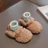 Inverno Novo Estilo Sapatos de Algodão Pelúcia Infantil Bebê Antiderrapante Solado Macio Sapatos Infantis Meninas Quentes Sapatos de Feijão Slip-on Peludo