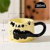 Taza pequeña con diseño de gato negro en relieve, de alto valor cromático, creativa, apilable, de cerámica, para café, leche y desayuno, esmaltada.