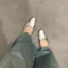 Zapatos Mary Jane para mujer Chuyuji estilo francés, suaves, para aumentar la altura, plateados, de corte bajo, con hebilla