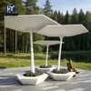 Banco circular para base de árvore em granilite iluminado para pátio externo, assento curvo de madeira anticorrosiva com encosto para contorno de árvore e canteiro de flores