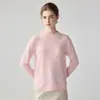 Nuevo suéter de punto para mujer de otoño e invierno, 100% cachemira, cuello medio alto, calado, estilo simple versátil, top base