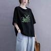 Gordo mm Tamanho Grande Algodão Gola Redonda Camiseta de Manga Curta para Mãe Feminina Verão Solta Casual Moda Estampada Efeito Emagrecedor Top