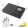 Set de Cubiertos de Acero Inoxidable Amazon Transfronterizo Diamante Juego de Vajilla de 24 Piezas Caja de Regalo Cuchillo, Tenedor y Cuchara para Comida Occidental Juego de Cuatro Piezas