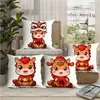 Almohada Año del Caballo 2026 Funda de Almohada Zodiacal de Año Nuevo Impresa por Ambos Lados Decoración del Hogar Cojín Funda de Cojín de Mesita de Noche Personalizada