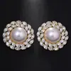 Pendientes Populares Exagerados de Perla y Circonita de Amazon, Pendientes Redondos de Alta Gama Europeos y Americanos, Pendientes de Accesorios para Mujer