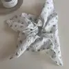 Tecido Floral Azul Marinho Elástico de Cabelo para Intestino Grosso Versátil Flor de Cabeça Fresca Lenço Quadrado Artístico Retrô Corda de Cabeça Elegante para Rabo de Cavalo