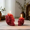 Molde de Silicone com Padrão de Caveira Flamejante 3D para Velas Perfumadas DIY de Halloween, Ornamento, Molde de Resina e Gesso