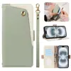 Adecuado para Funda de Teléfono Móvil Iphone18Duo, Funda de Cuero para Mujer Apple 17Pro, 15 con Correa con Patrón de Lichi, Tapa Flip, Funda Protectora