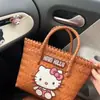 Nueva Cesta de Mimbre de Bambú y Ratán Negra de Cuero Estilo Chino con Bordado de Peluche Kt, Bolso de Mano, Hombro, para Verduras, Bolso Tote para Viajero