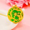 Collar con colgante de ojo de gato de oro de 24 quilates con diseño de celebridad de Internet, dragón y fénix dorados en arena viva, accesorios vintage de jade de imitación para mujer, venta al por mayor