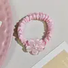 Fofo Flor de Cerejeira Leite Círculo Intestino Delgado Alta Elasticidade Doce Elástico de Cabelo Corda de Cabelo Cor Acessórios de Cabelo para Meninas Anel de Cabelo para Meninas Versátil