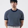 Camiseta de punto de cuello redondo a rayas informal de alta gama para hombre de verano, antibacteriana, sin plancha, ajustada, verde, de manga corta, a la moda