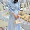 Vestido camisa de rayas estilo francés para mujer, de alta gama, nuevo para primavera, de Dongdaemun, Corea