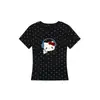 Camiseta Blanca de Manga Corta con Diseño de Lunares para Mujer, Nueva Camiseta de Verano con Estampado de Gato Kt de Dibujos Animados, Corte Ajustado