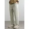 Calça Casual de Verão Masculina com Barra Reta Texturizada, Corte Afunilado, Tecido de Seda Gelada, Cintura Elástica, Emagrecimento e Respirável