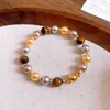 Pulseira de Rede Azul Dourada com Flor de Vidro Pérola Zircônia Brilhante Pulseira Elegante de Luxo Leve Joia de Mão Versátil da Moda