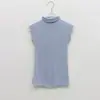 Corea del Sur Dongdaemun Nuevo Chaleco Sin Mangas Elástico Delgado Adelgazante Cuello Alto Sexy Camisa Top para Mujer Verano