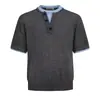 Camiseta de Tricô Falsa Duas Peças Estilo Americano com Manga Curta para Homens e Mulheres, Verão Vintage Estilo Old Money, Tendência Solta Casual com Decote V