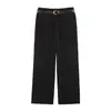 Atacado transfronteiriço 2026 moda estilo europeu e americano versátil casual simples calça reta de perna larga com cinto para mulheres F612686