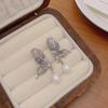 Pendientes de mariposa con perlas y diamantes estilo ins, de alta calidad, únicos, de nicho, de hadas, para mujer, de Corea del Sur, ligeros, de lujo, para las orejas.