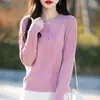 Cross2026 Otoño Nuevo Cárdigan de Punto con Cuello Redondo para Mujer Escote Adornado con Pedrería Suéter Holgado de Manga Larga Abrigo Holgado