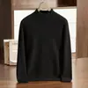 Suéter de Cachemira para Hombre de Cuello Semi-Alto Grueso Estilo Nuevo de Otoño e Invierno Suéter Business Casual Suéter de Punto de Lana de Color Sólido Liso