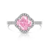 Transmisión en Vivo Más Vendido Anillo de Trébol de Cuatro Hojas Cortado Flor de Hielo Brillante Diamante de Alto Carbono Anillo de Trébol de Moda Lujo Ligero Dropshipping