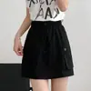 Grasa mm Talla Grande Negra Ropa de Trabajo Falda Corta para Mujer Verano Delgada Secado Rápido Estilo Americano Línea A Cintura Alta Aspecto Adelgazante Falda Deportiva