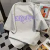 Camiseta Oversize de Manga Corta con Estampado de Letras de Marca de Moda Verano 2026 Casual Holgada Estilo Pareja Top Vintage