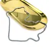 Collar cuadrado de perlas de acero inoxidable de alta calidad transfronterizo cadena a juego de acero de titanio cadena de caja redonda para mujer cadena para hombre fabricantes venta al por mayor
